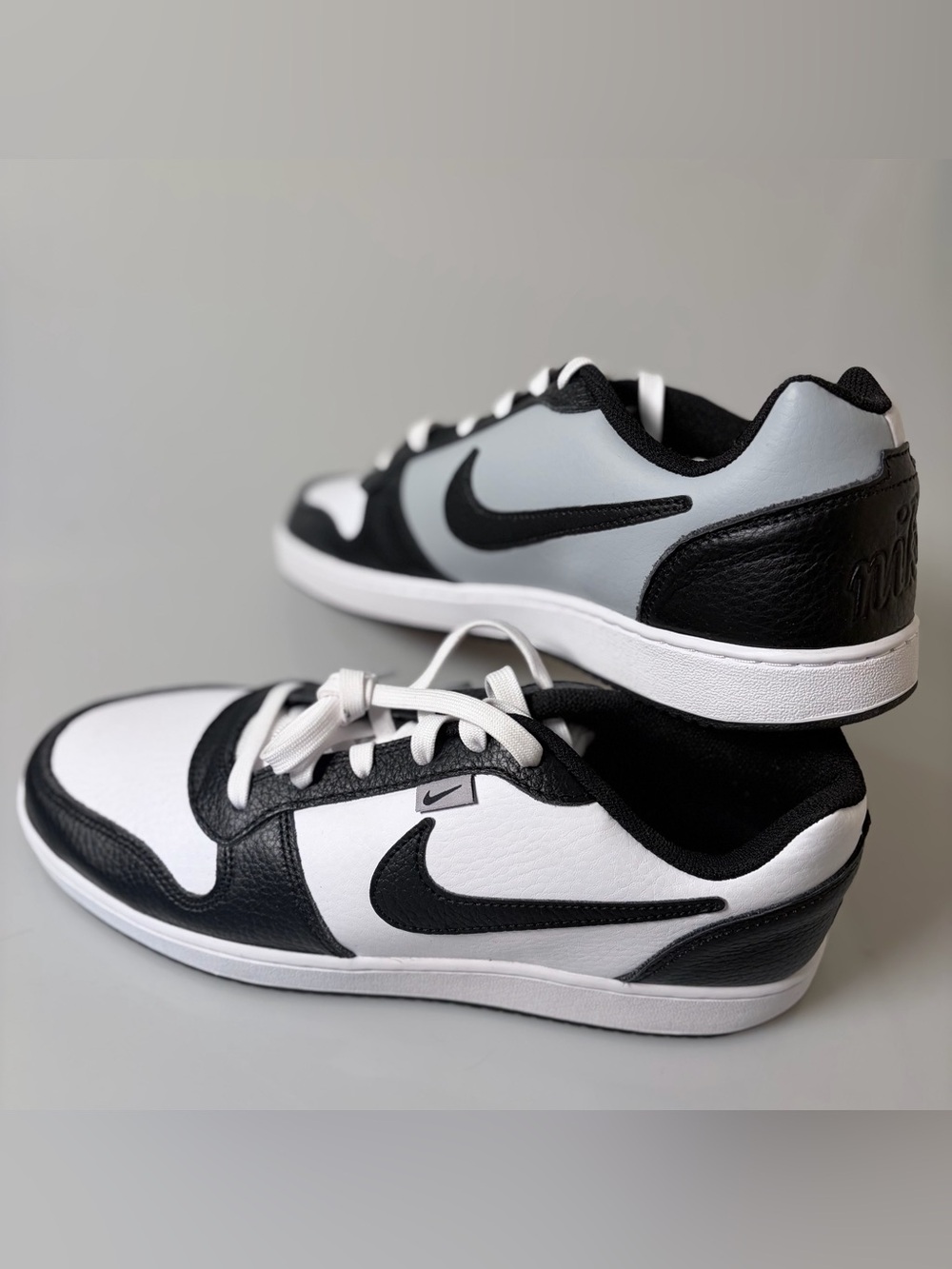 Nike Men’s Ebernon Low- Black, White, and Wolf Grey